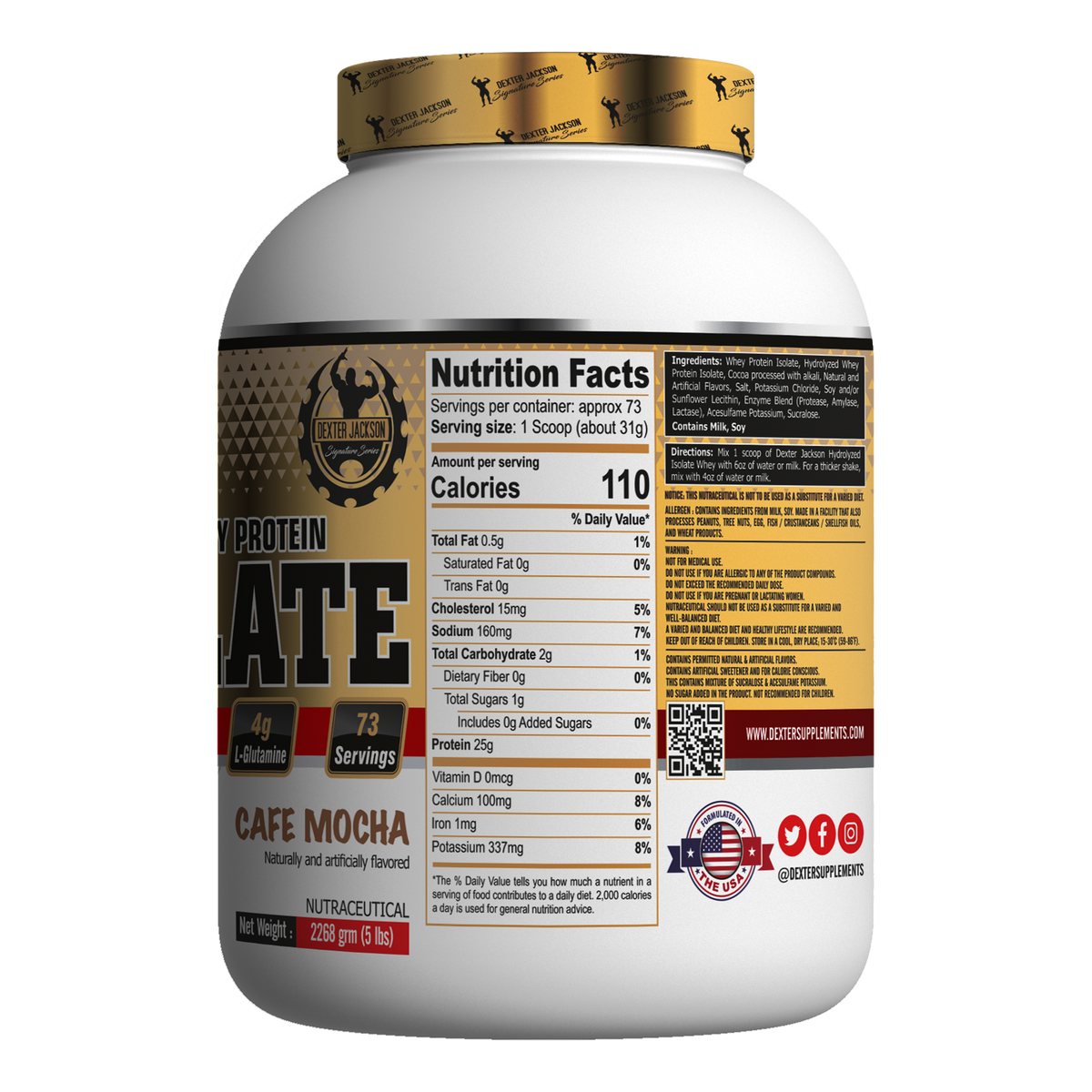 Dexter Jackson Gold Signature Series Isolate Protein 5 LBS (Cafe Macha)