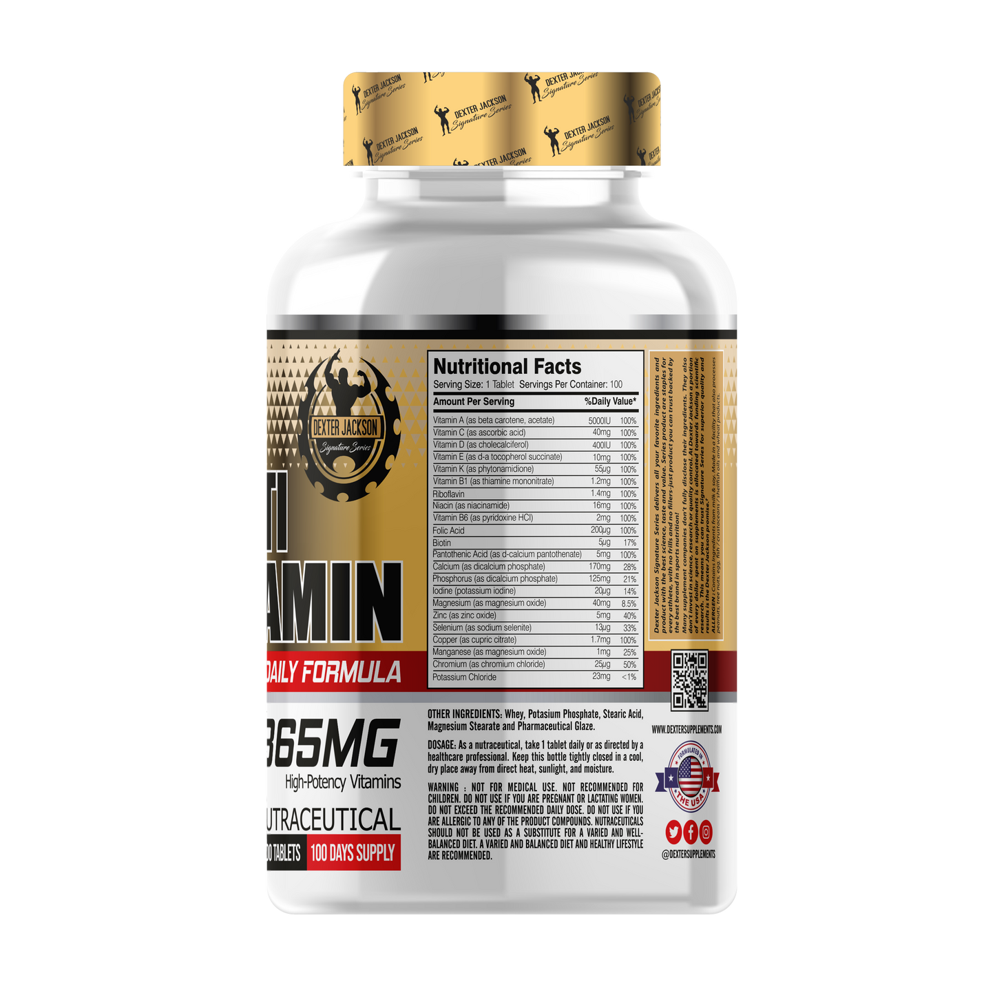 Dexter Jackson Gold Signature Series Multivitamin | Daily Immunity, Energy & Wellness Support 100 TABLETS
