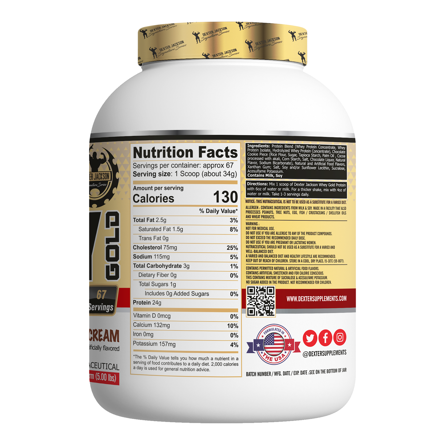 Dexter Jackson Gold Signature Series Whey Gold Protein 5 LBS - Cookies & Cream