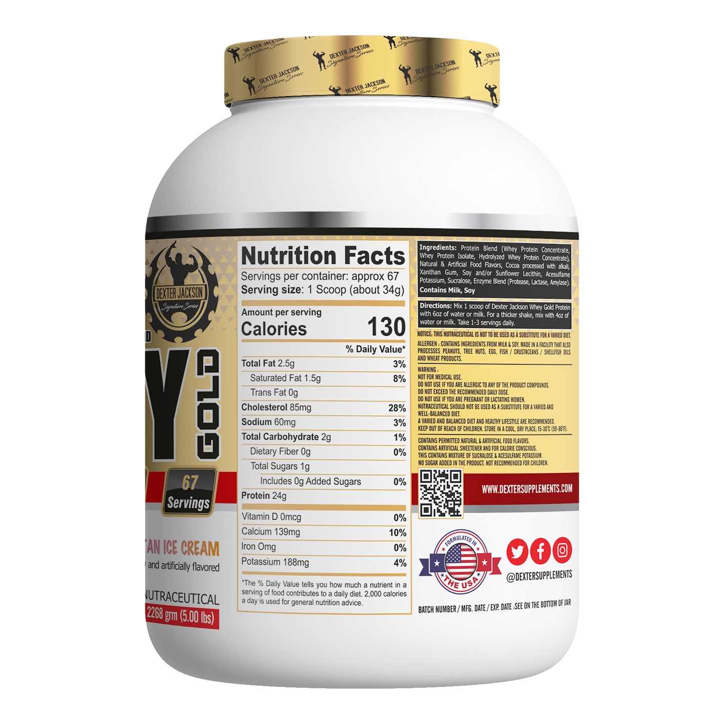 Dexter Jackson Gold Signature Series Whey Gold Protein 5 LBS - Neapolitan Ice Cream