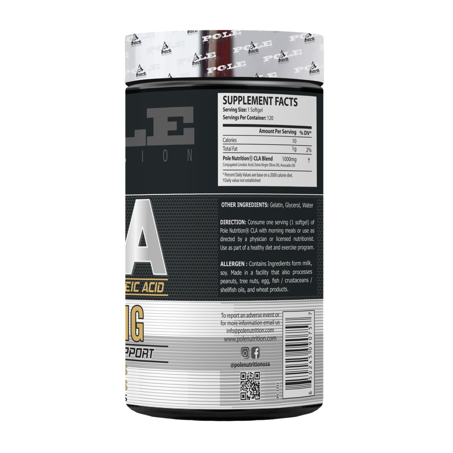 Pole Nutrition CLA - Conjugated Linoleic Acid Weight Loss Support 1000mg | 120 Softgels Pole Nutrition
