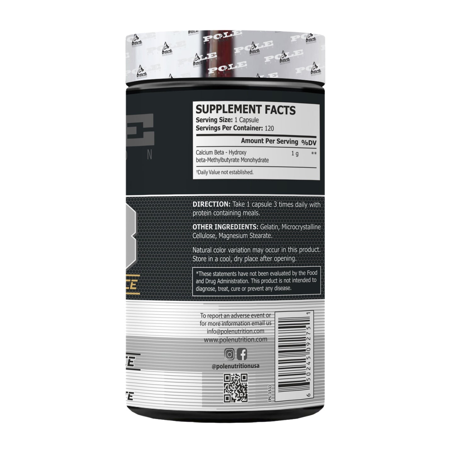 Pole Nutrition HMB For Strength | 1000 Capsules Pole Nutrition