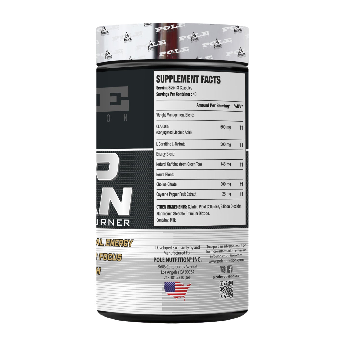 Pole Nutrition Quad lean Natural Fat Burner | 120 Capsules Pole Nutrition