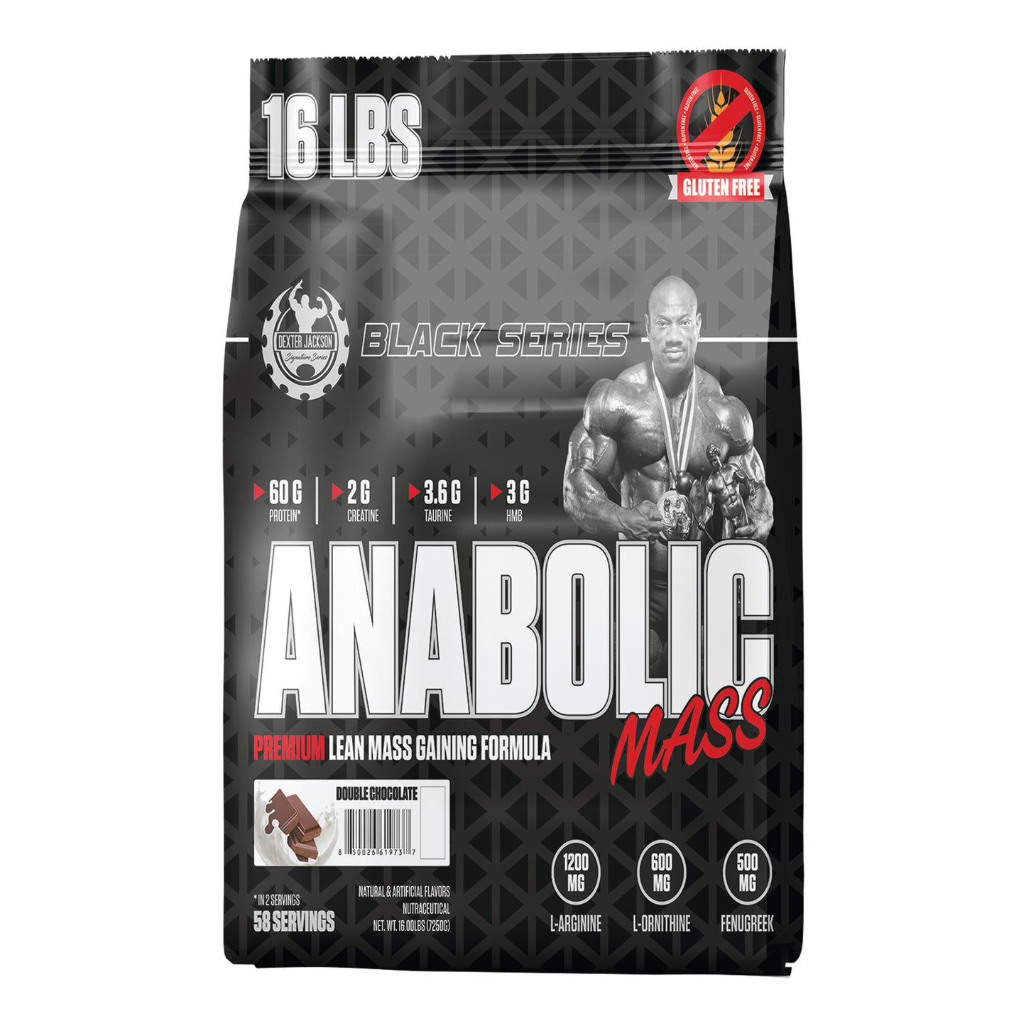 Dexter Jackson Black Signature Series Anabolic Mass Premium Lean Mass Gaining Formula Bag 7250g | 58 Servings