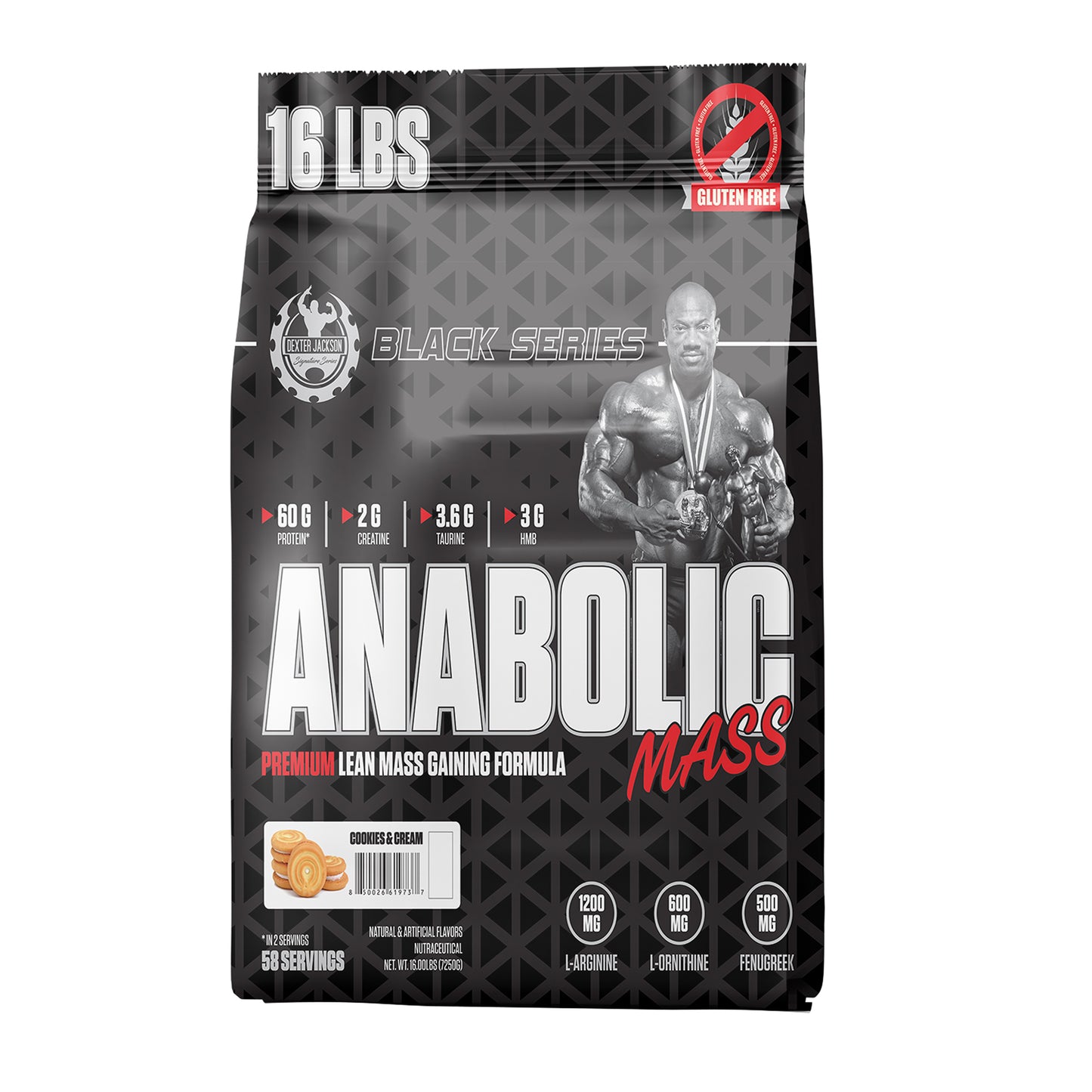 Dexter Jackson Black Signature Series Anabolic Mass Premium Lean Mass Gaining Formula Bag 7250g | 58 Servings