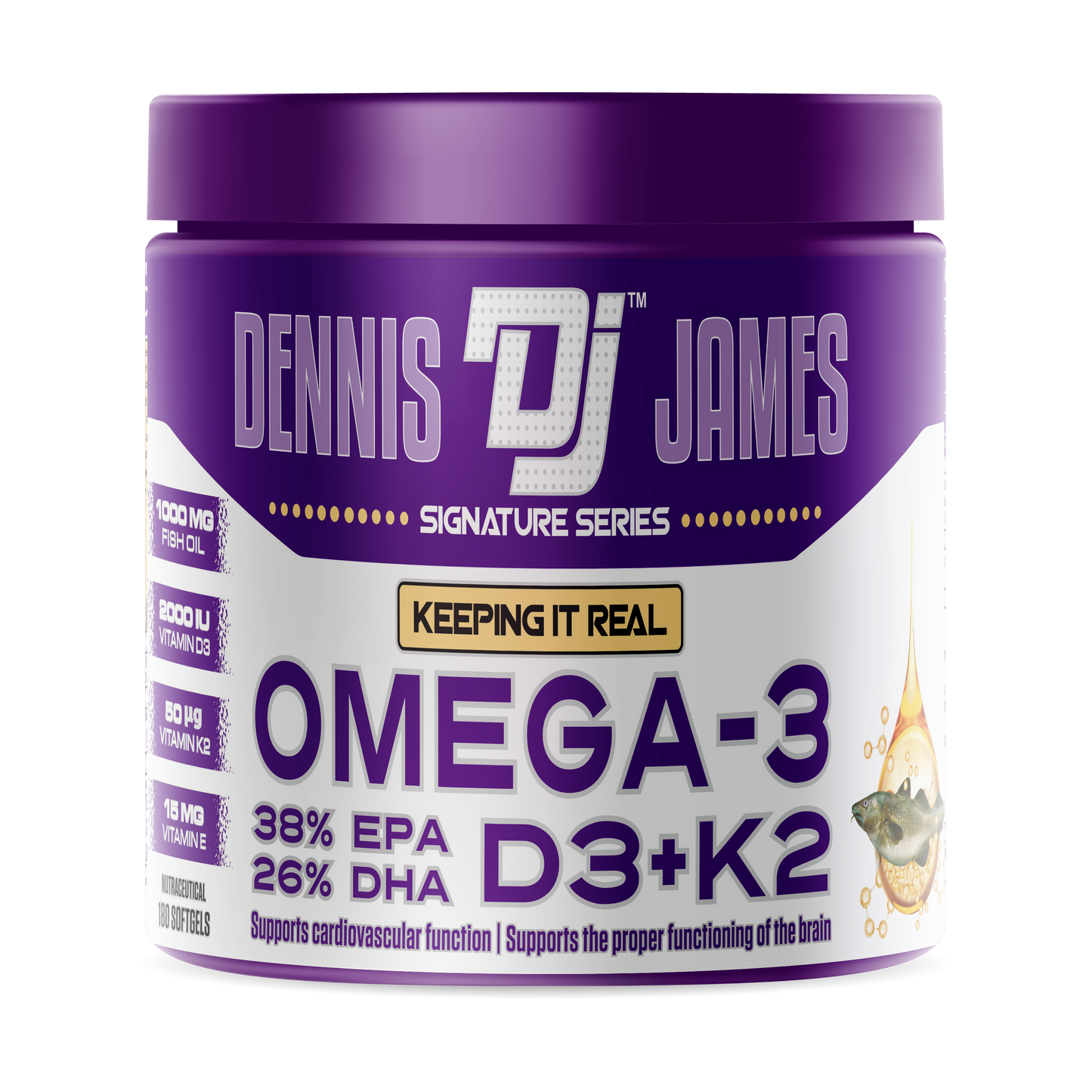 Dennis James Omega-3 D3+k2 -180 Soft Gels