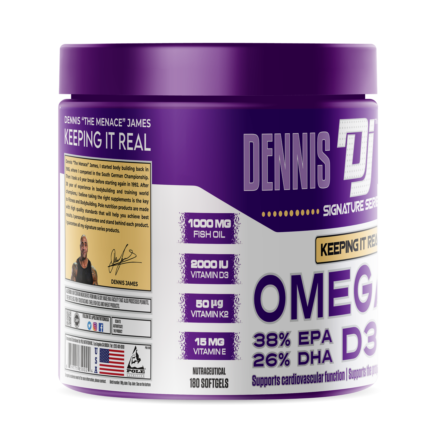 Dennis James Omega-3 D3+k2 -180 Soft Gels