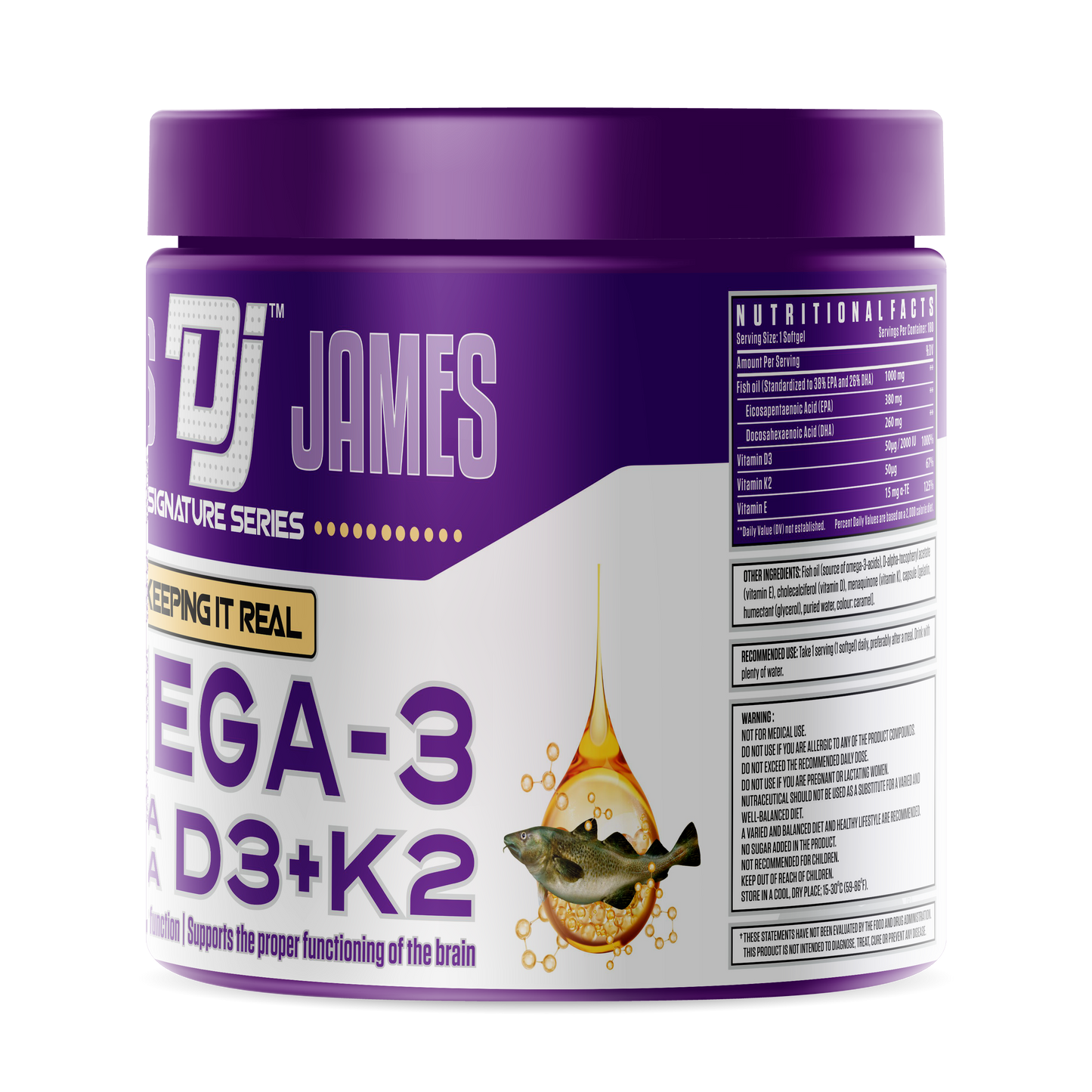 Dennis James Omega-3 D3+k2 -180 Soft Gels