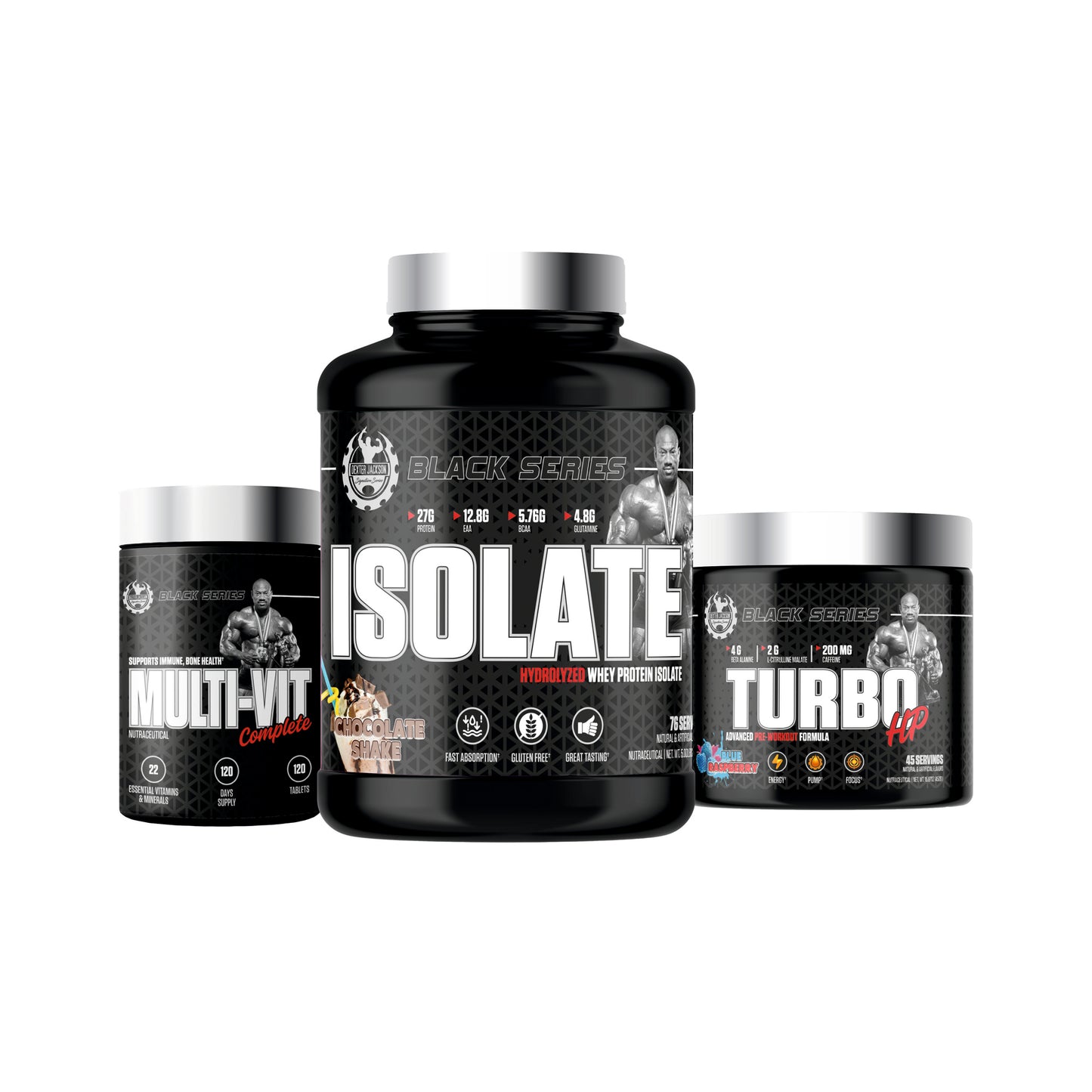 Dexter Jackson Black Signature Series Isolate (Hydrolyzed Whey Protein Isolate)+Turbo HP Pre Workout+ Multivitamin Ssnc Direct