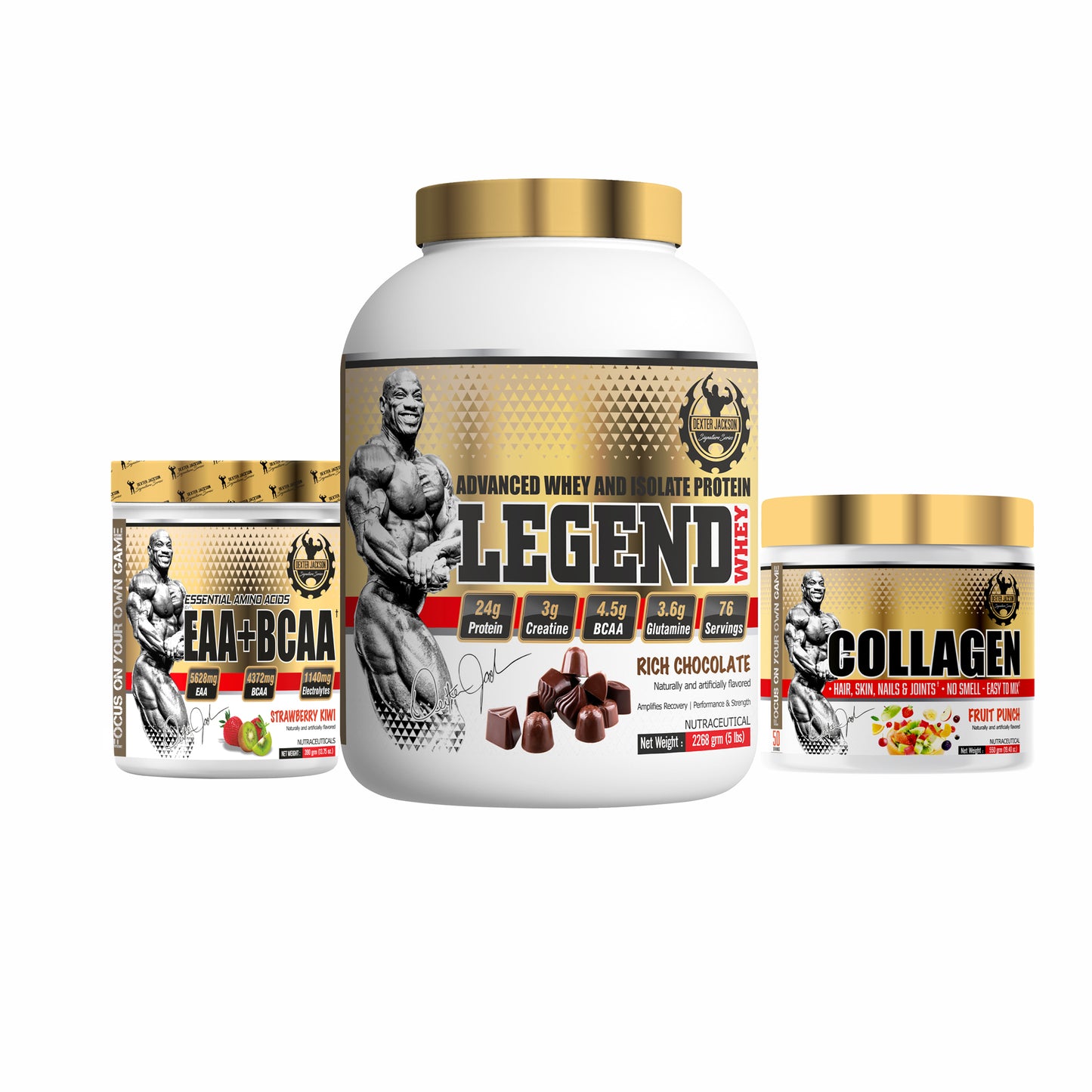 Dexter Jackson Gold Signature Series Legend Whey 5 LBS + Signature Series Collagen + EAA + BCAA 30 Serving Ssnc Direct