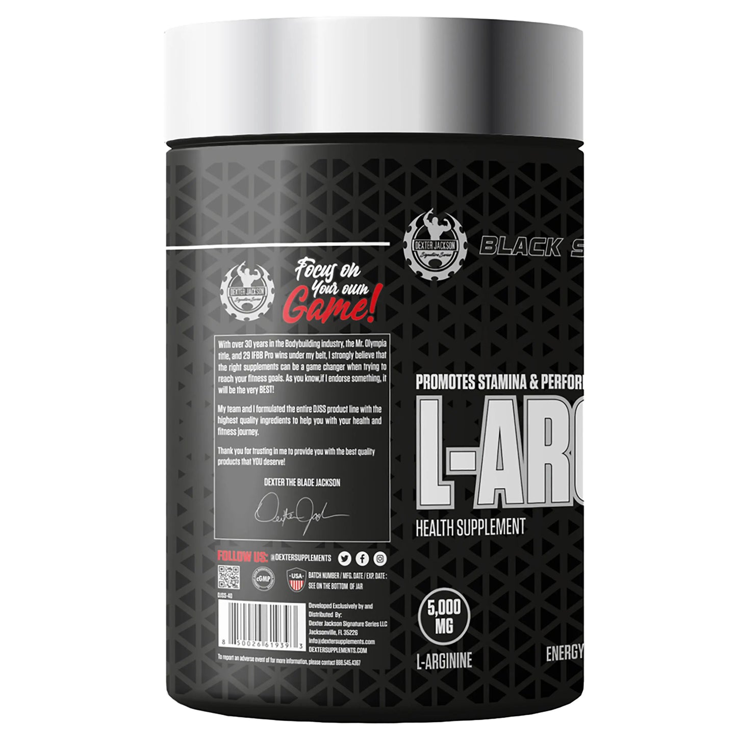 Dexter Jackson Black Series L Arginine Promotes Stamina & Performance 5000 Mg | 120 Tablets DEXTER JACKSON