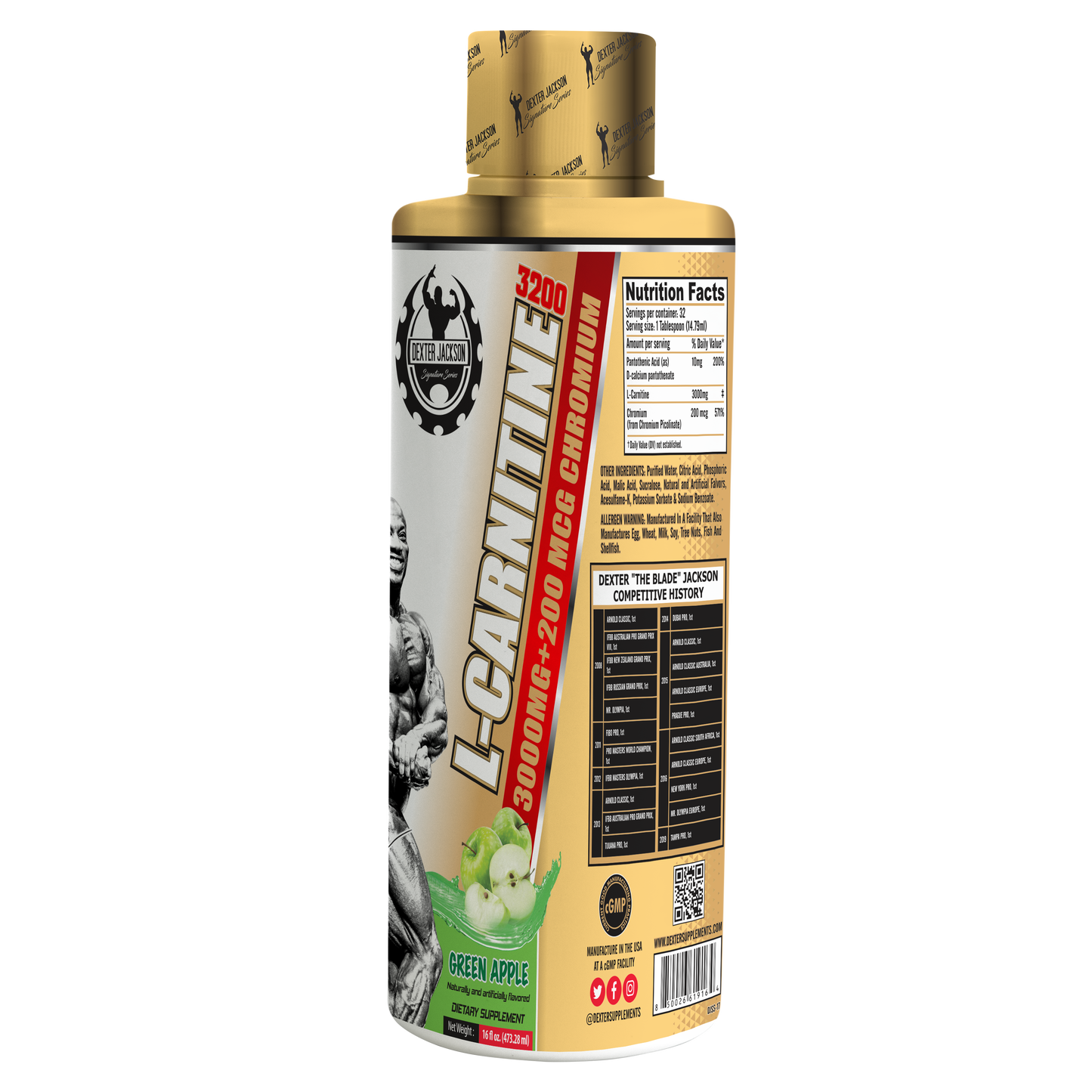 Dexter Jackson Gold Signature Series L-Carnitine Liquid - Green Apple