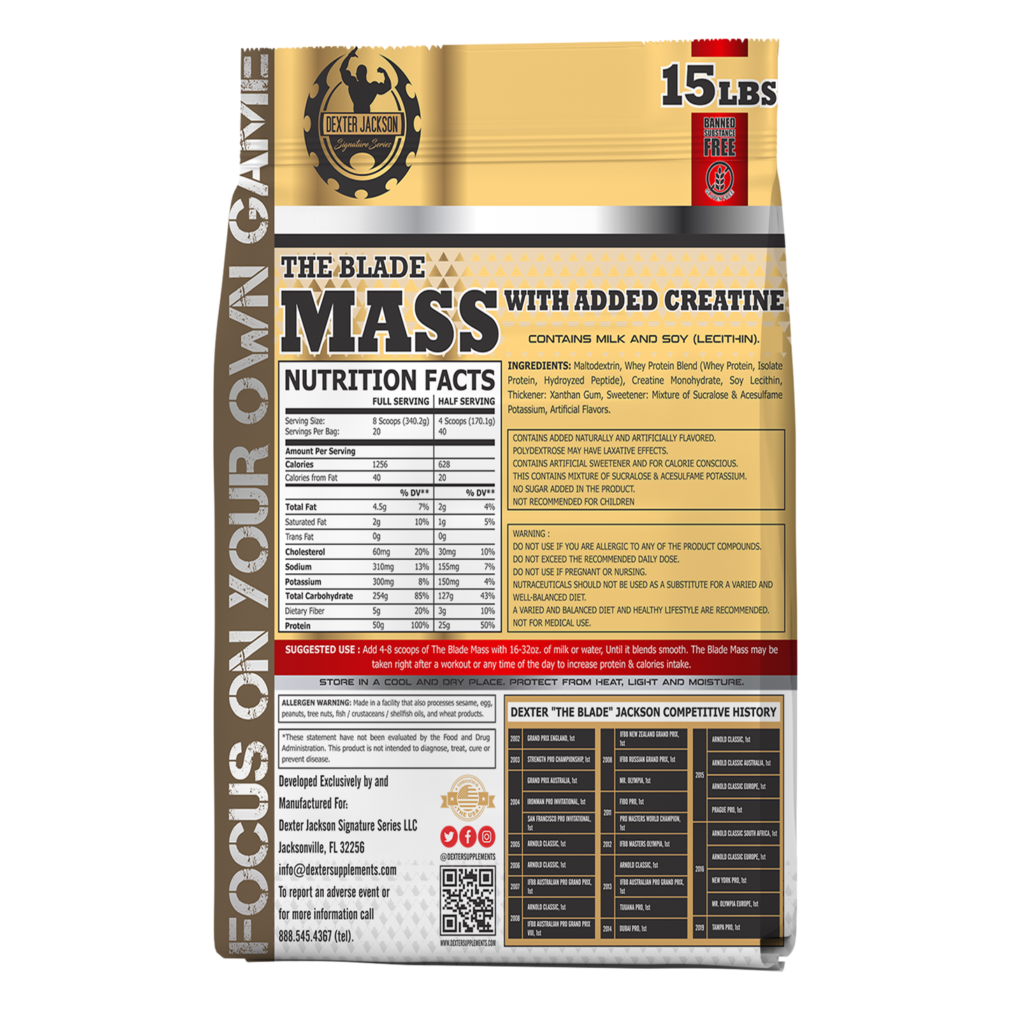 Dexter Jackson Gold Signature Series Blade Mass Gainer 15 LBS