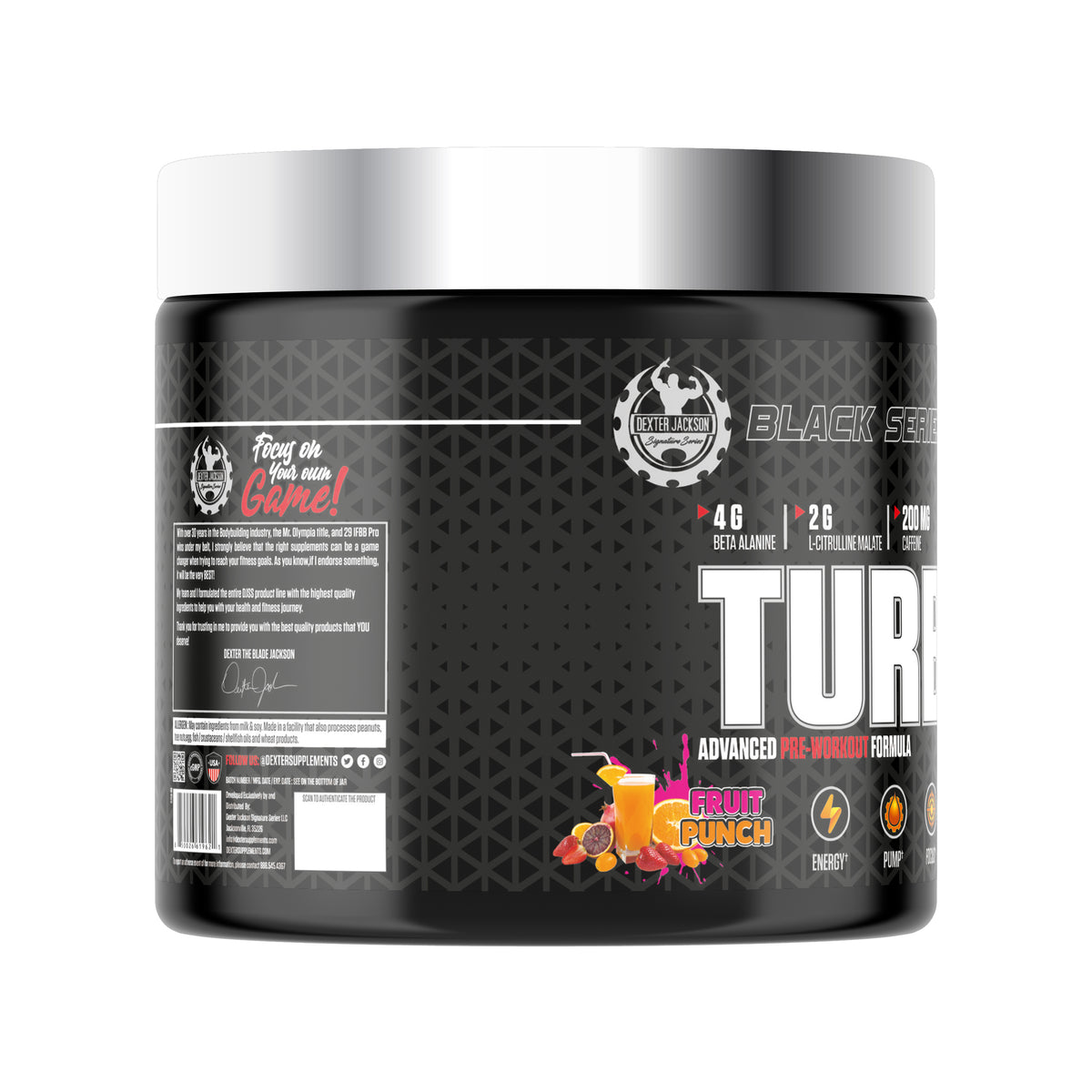 Dexter Jackson Black Series Turbo HP Advanced Pre Workout Formula | 450g (Fruit Punch)