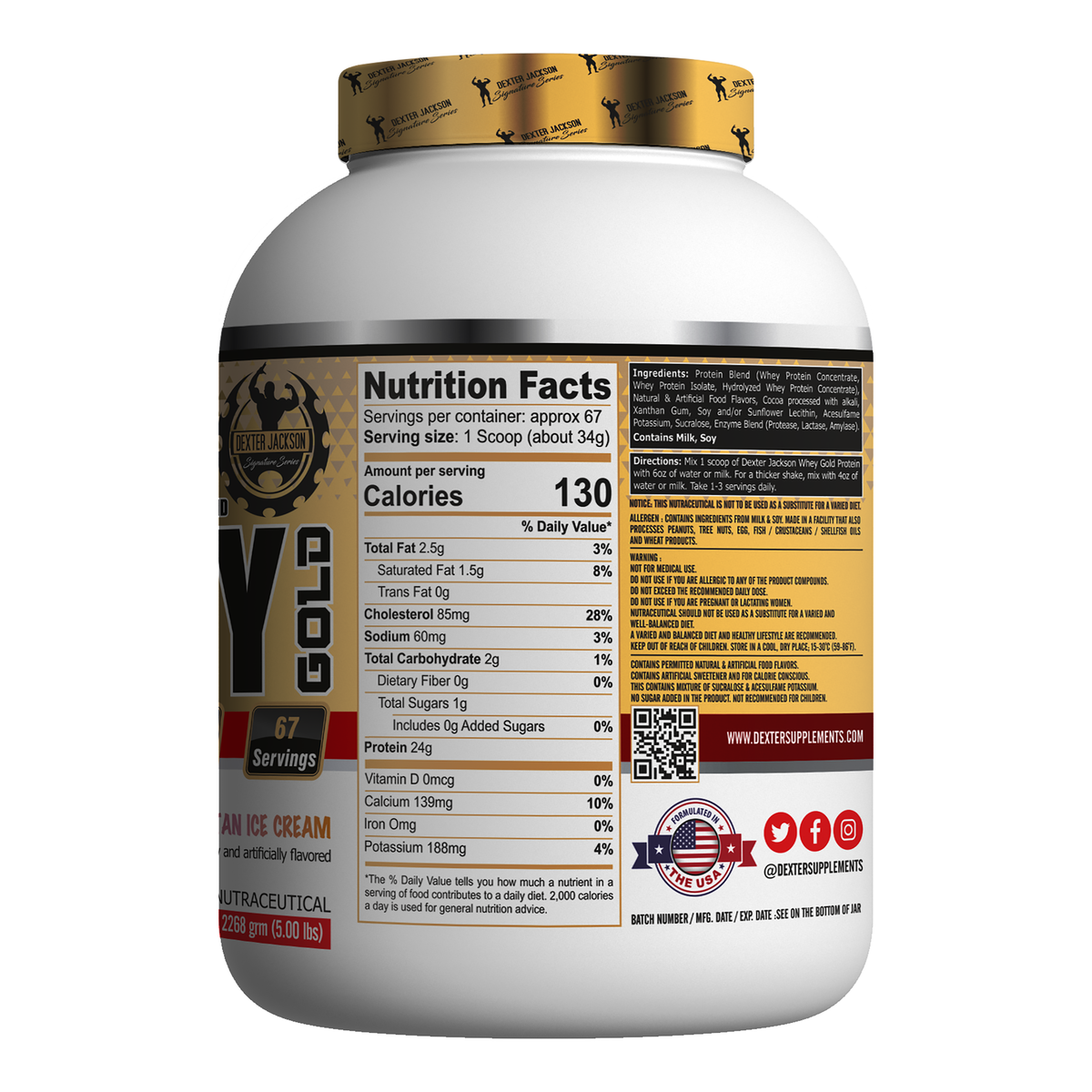 Dexter Jackson Gold Signature Series Whey Proteins (Neapolitan Ice Cream)