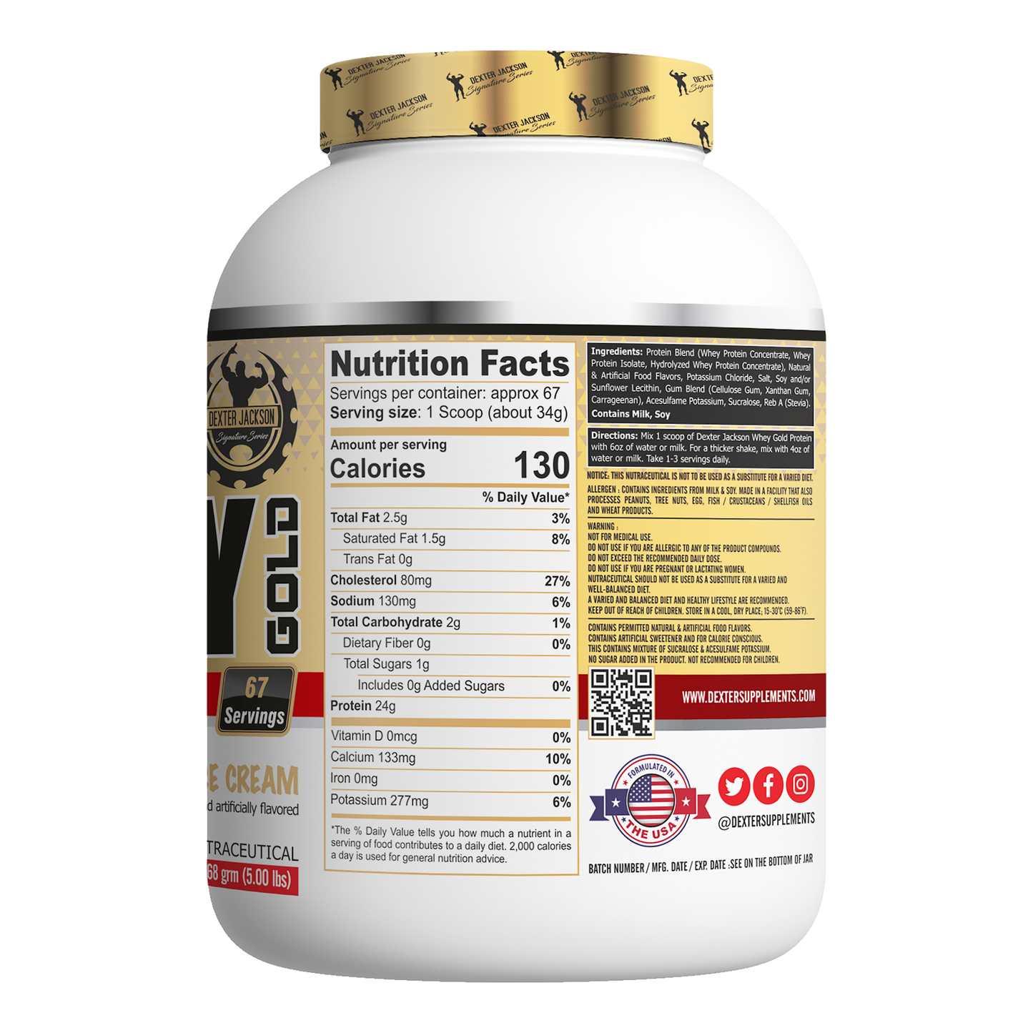 Dexter Jackson Gold Signature Series Whey Gold Protein 5 LBS - Vanilla Ice Cream
