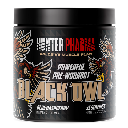 Hunter Pharma Pre-Workout Black Owl Powder Blue Raspberry HUNTER PHARMA