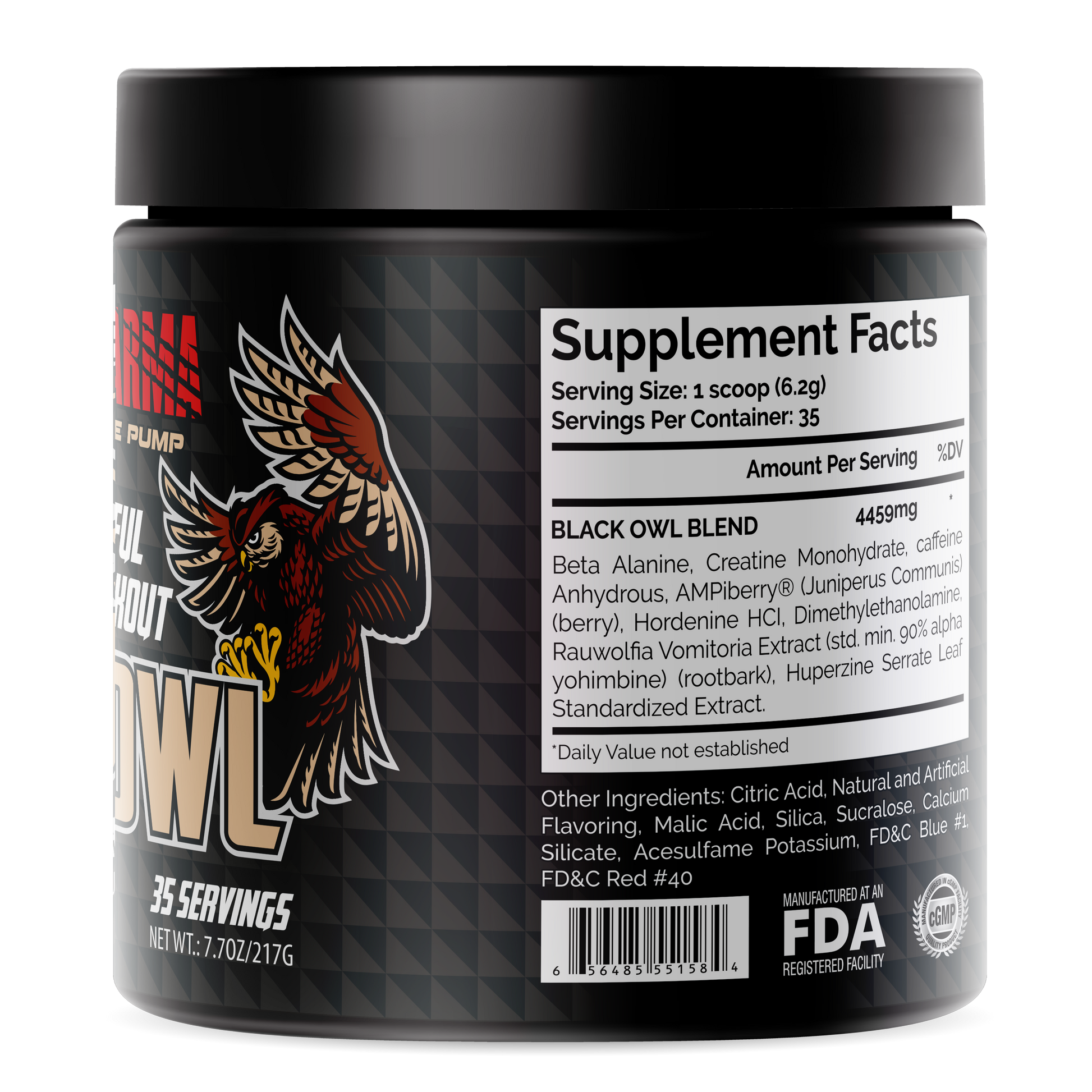 Hunter Pharma Pre-Workout Black Owl Powder Blue Raspberry HUNTER PHARMA