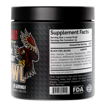 HUNTER PHARMA PRE-WORKOUT BLACK OWL POWDER FRUIT PUNCH