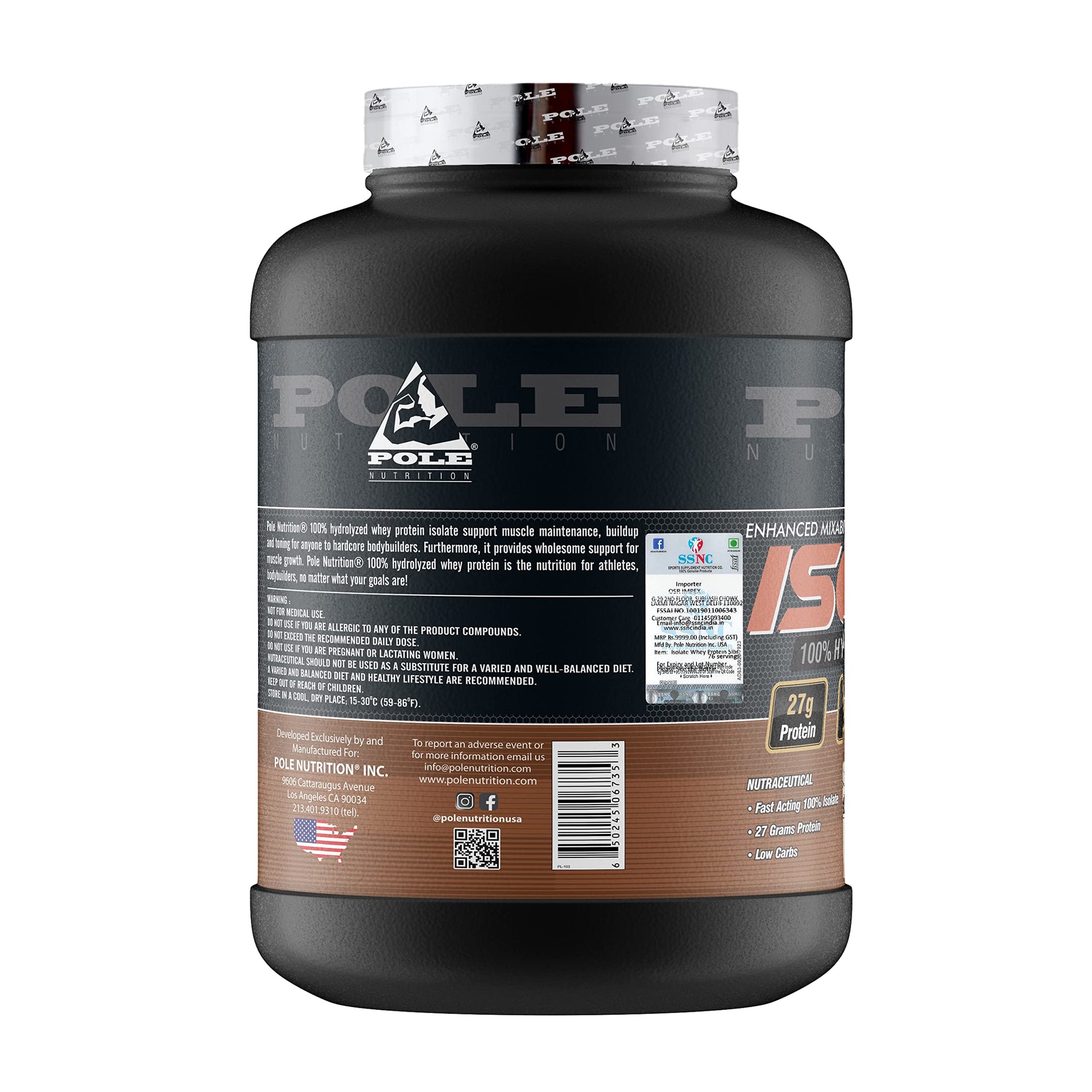 Pole Nutrition Isolate Whey Protein 2268g | 76 Servings Pole Nutrition