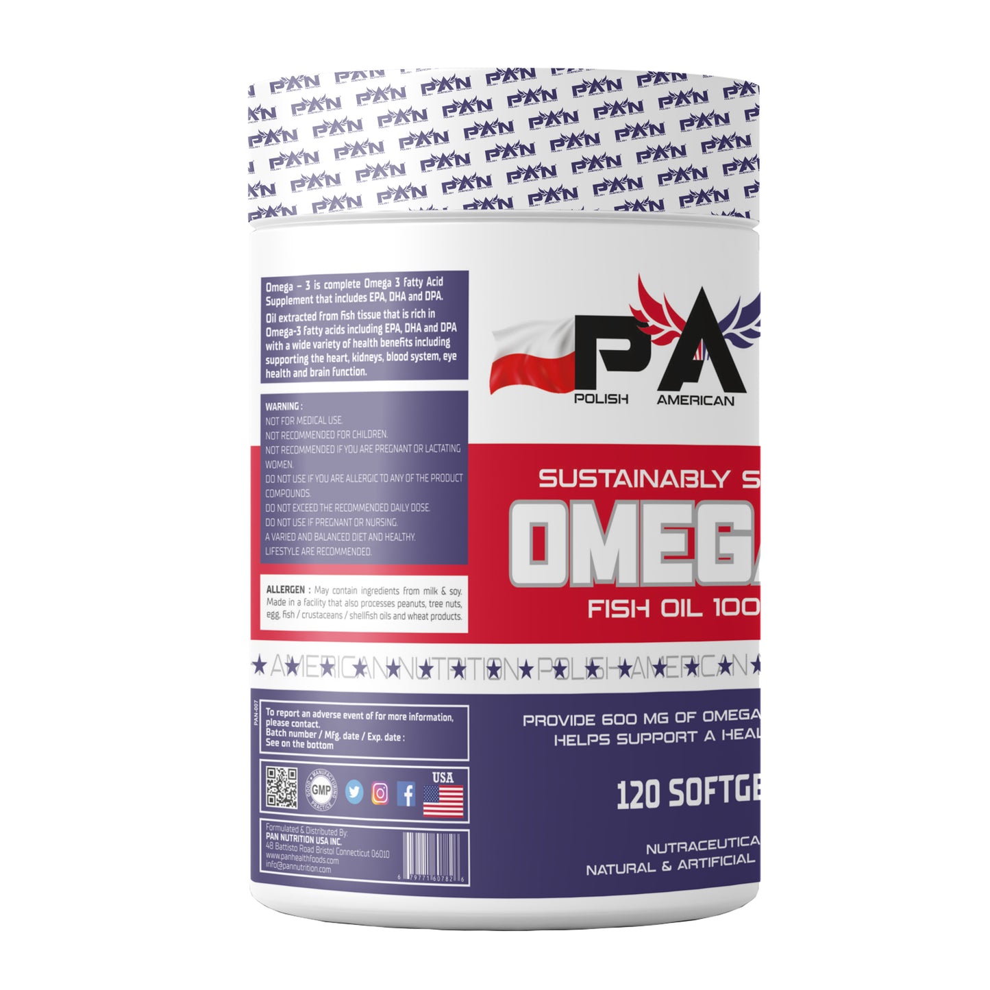 PAN NUTRITION Omega-3 Fish Oil 1000 Mg