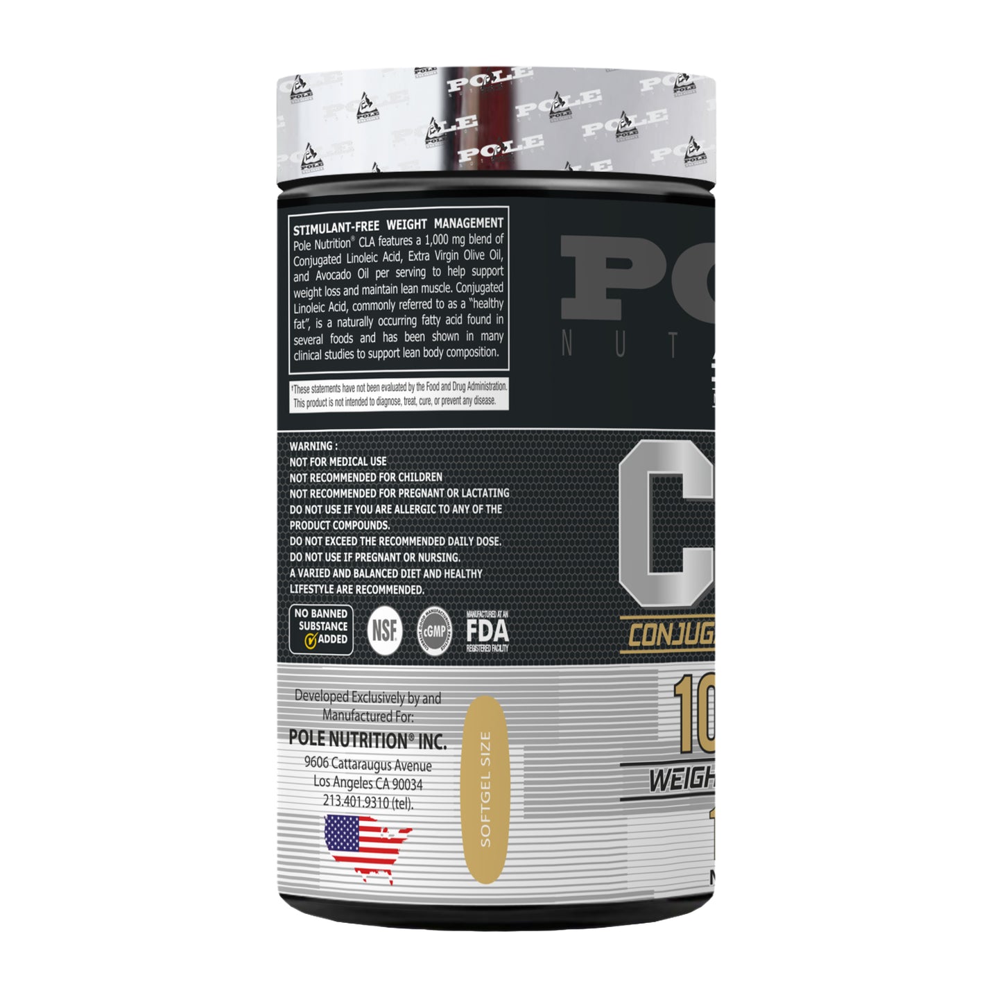 Pole Nutrition CLA - Conjugated Linoleic Acid Weight Loss Support 1000mg | 120 Softgels Pole Nutrition