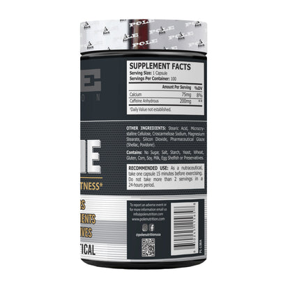Pole Nutrition 100% Pure Caffeine Boost Energy Capsules - Energize Your Day Naturally | Energy Supplement for Focus and Stamina