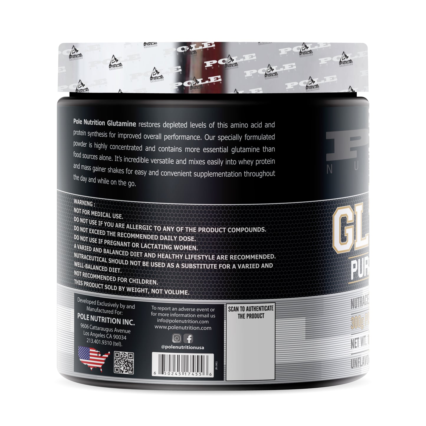 Pole Nutrition Glutamine, 300 Grams
