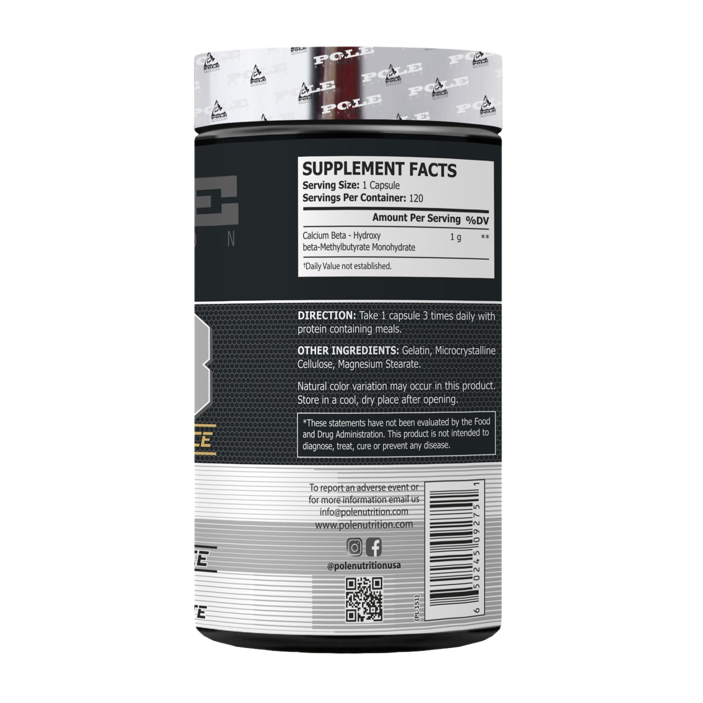 Pole Nutrition HMB For Strength | 1000 Capsules Pole Nutrition