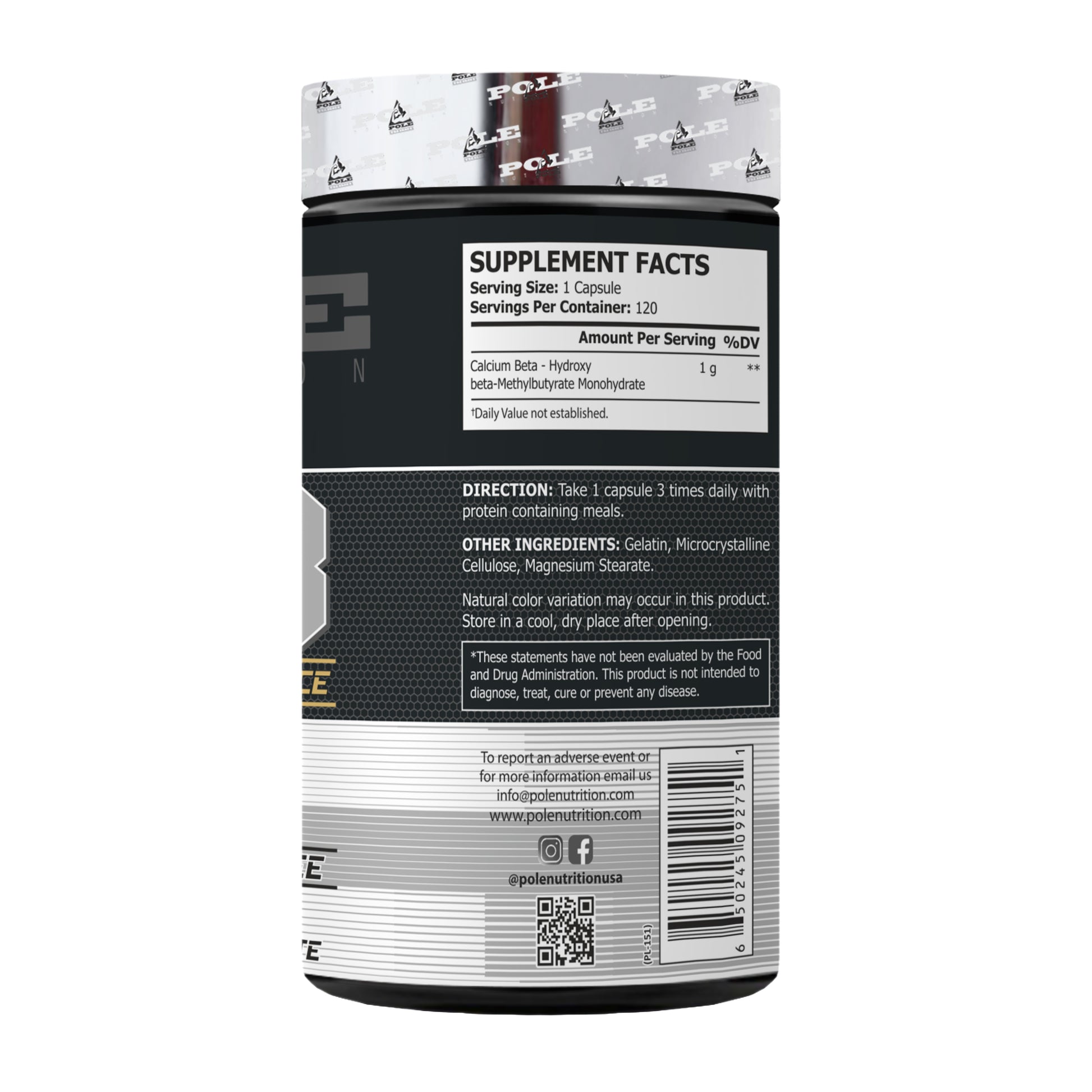 Pole Nutrition HMB For Strength | 1000 Capsules Pole Nutrition