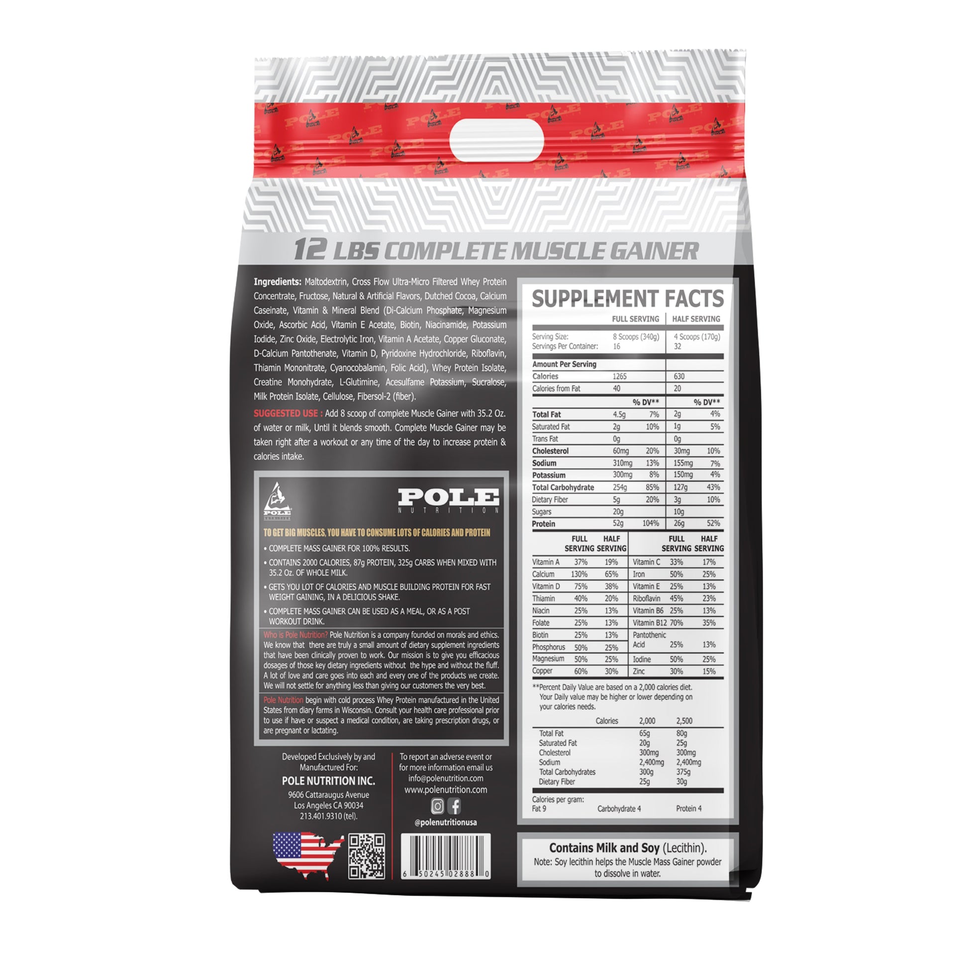 Pole Nutrition Mass Gainer 12 LBS | 5443g Pole Nutrition