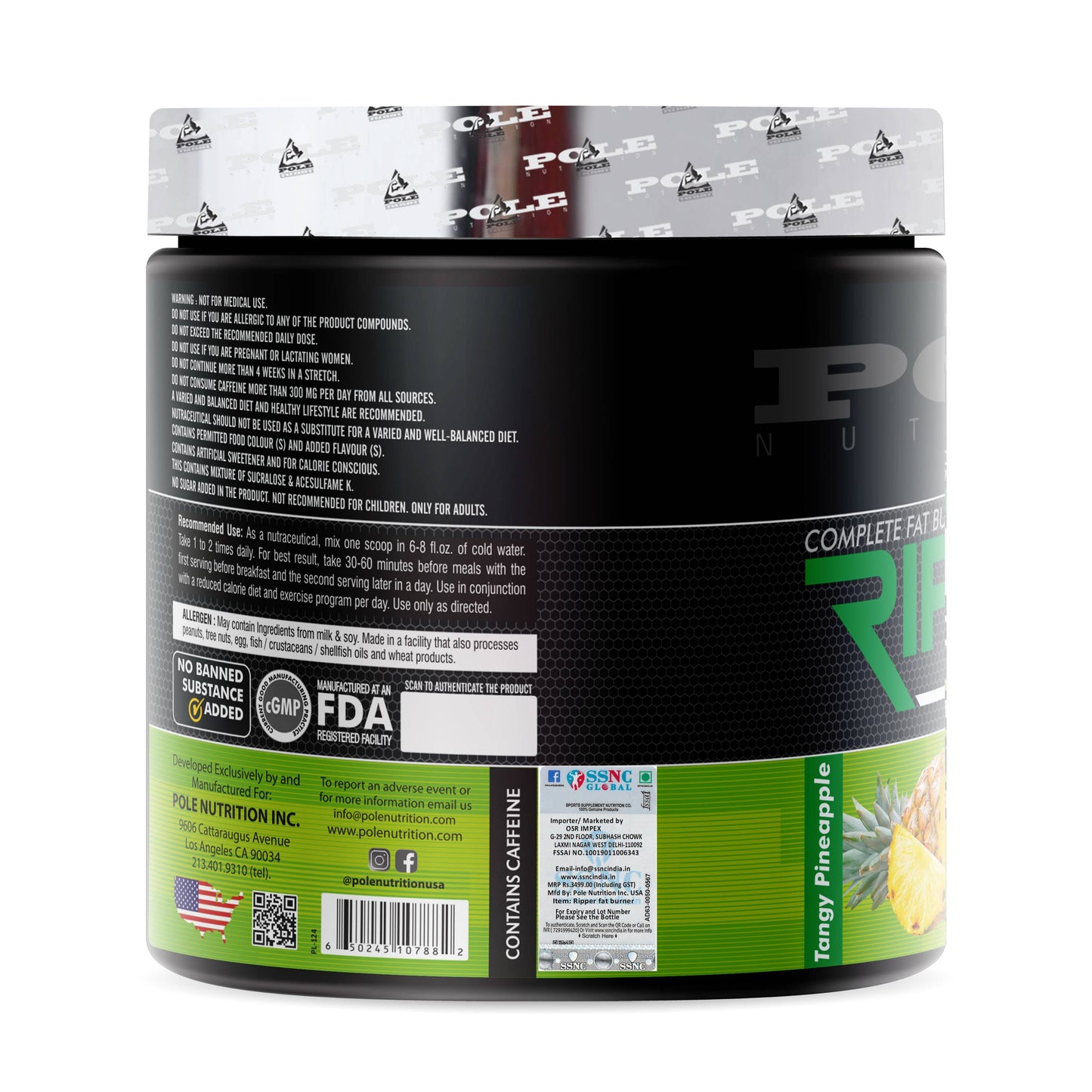 Pole Nutrition Ripper Fat Burner, 250g - Tangy Pineapple