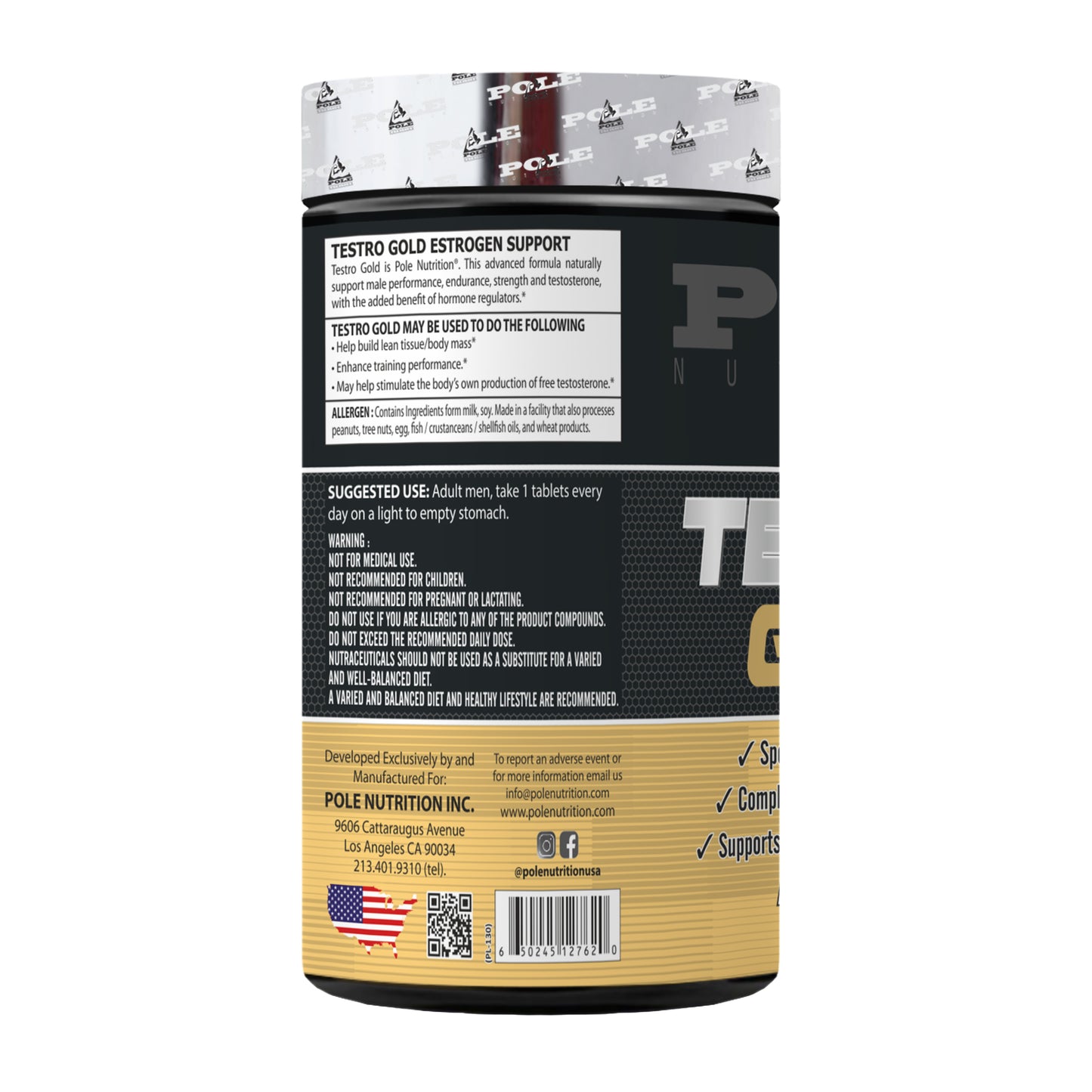 Pole Nutrition Testro Gold | 60 Gold Tablets Pole Nutrition