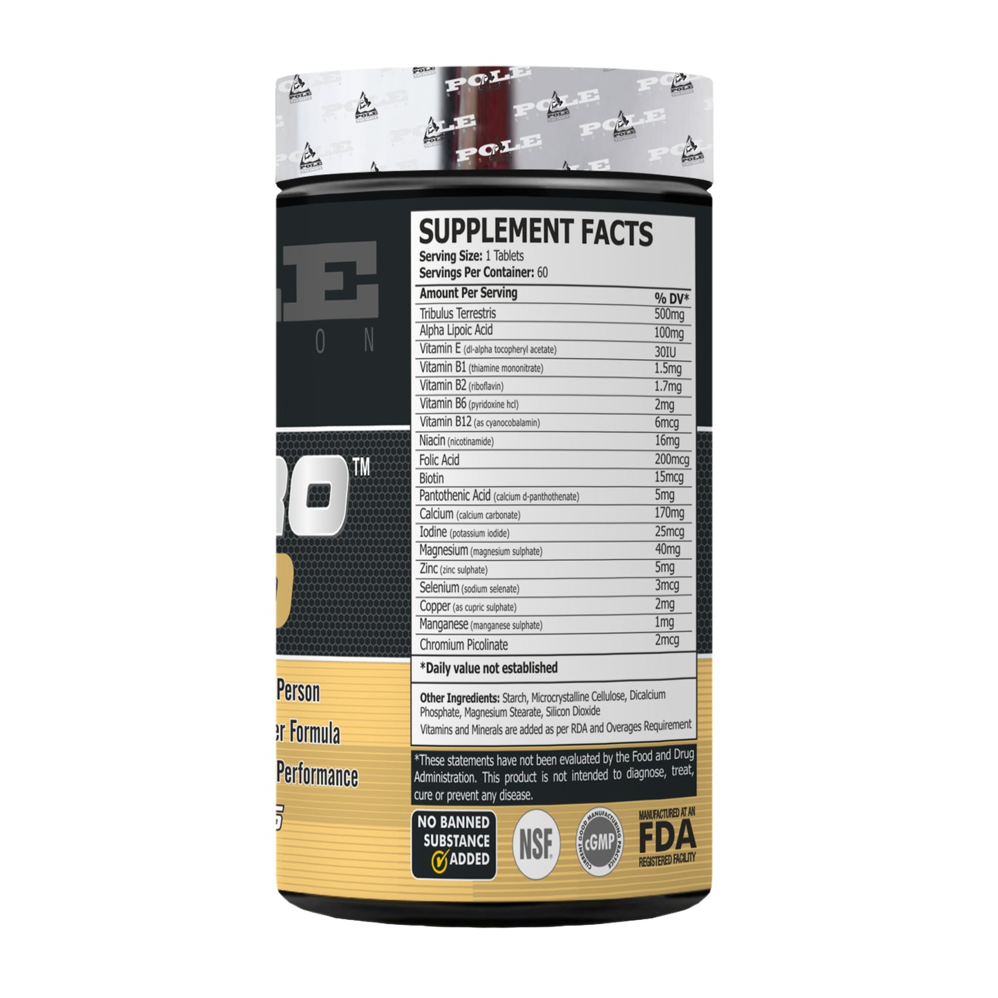 Pole Nutrition Testro Gold | 60 Gold Tablets Pole Nutrition