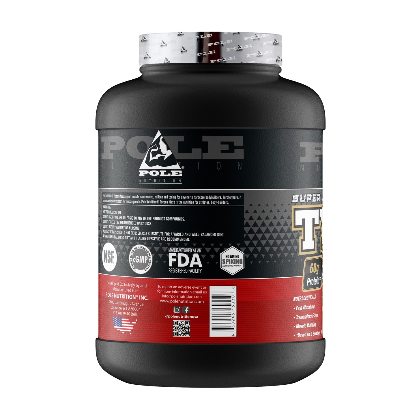 Pole Nutrition TYCOON Mass Gainer, 6Lbs Delicious Chocolate