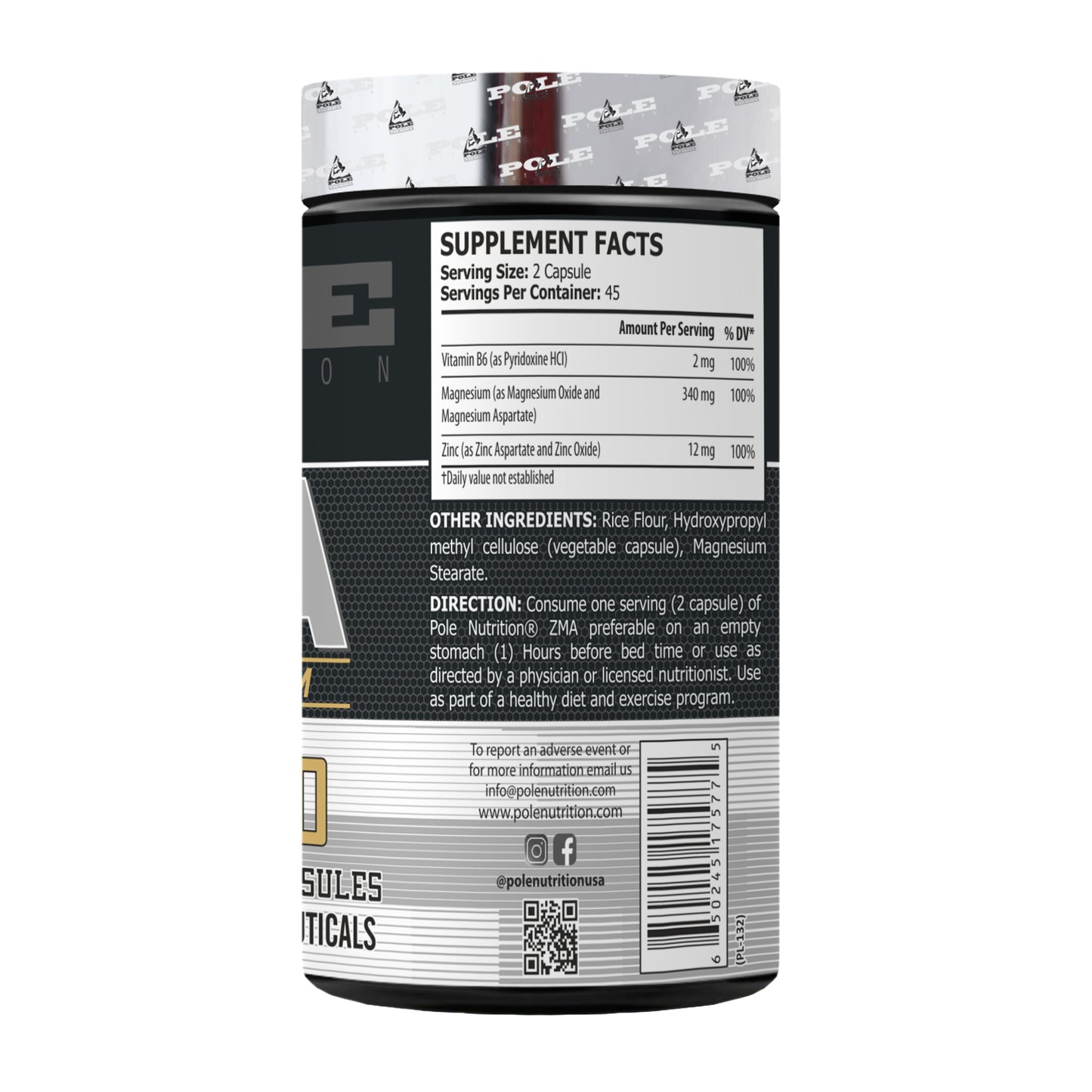 Pole Nutrition ZMA | Zinc Magnesium & Vitamin B6