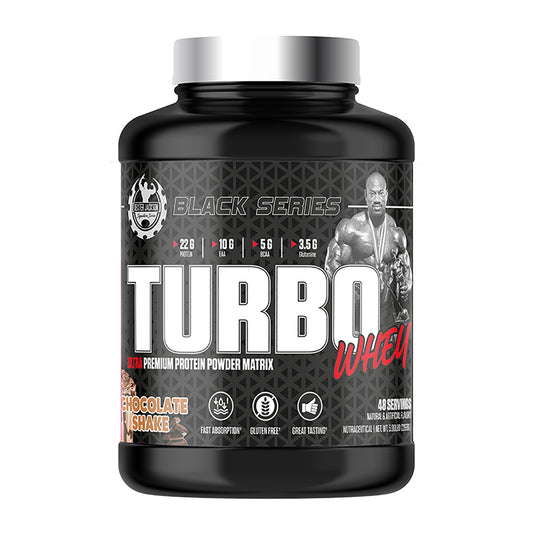 DEXTER JACKSON BLACK SIGNATURE SERIES TURBO WHEY PROTEIN POWDER  CHOCOLATE SHAKE