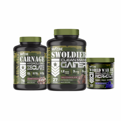 Warzone Pre Workout + Mass Gainer + isolate Gourmet Chocolate Ssnc Direct