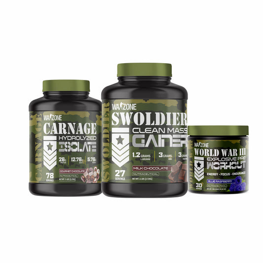 Warzone Pre Workout + Mass Gainer + isolate Gourmet Chocolate Ssnc Direct