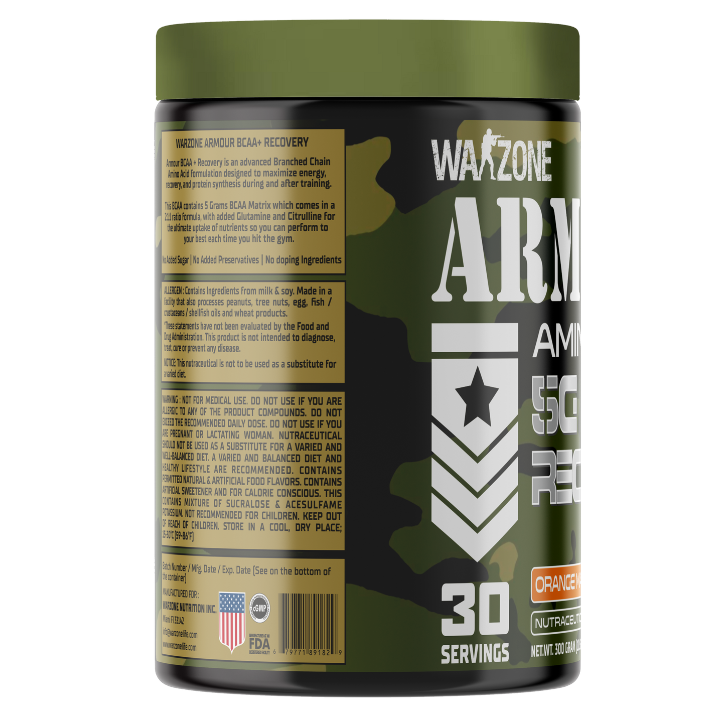 WarZone BCAA + RECOVERY 30 Serving - Orange Mango
