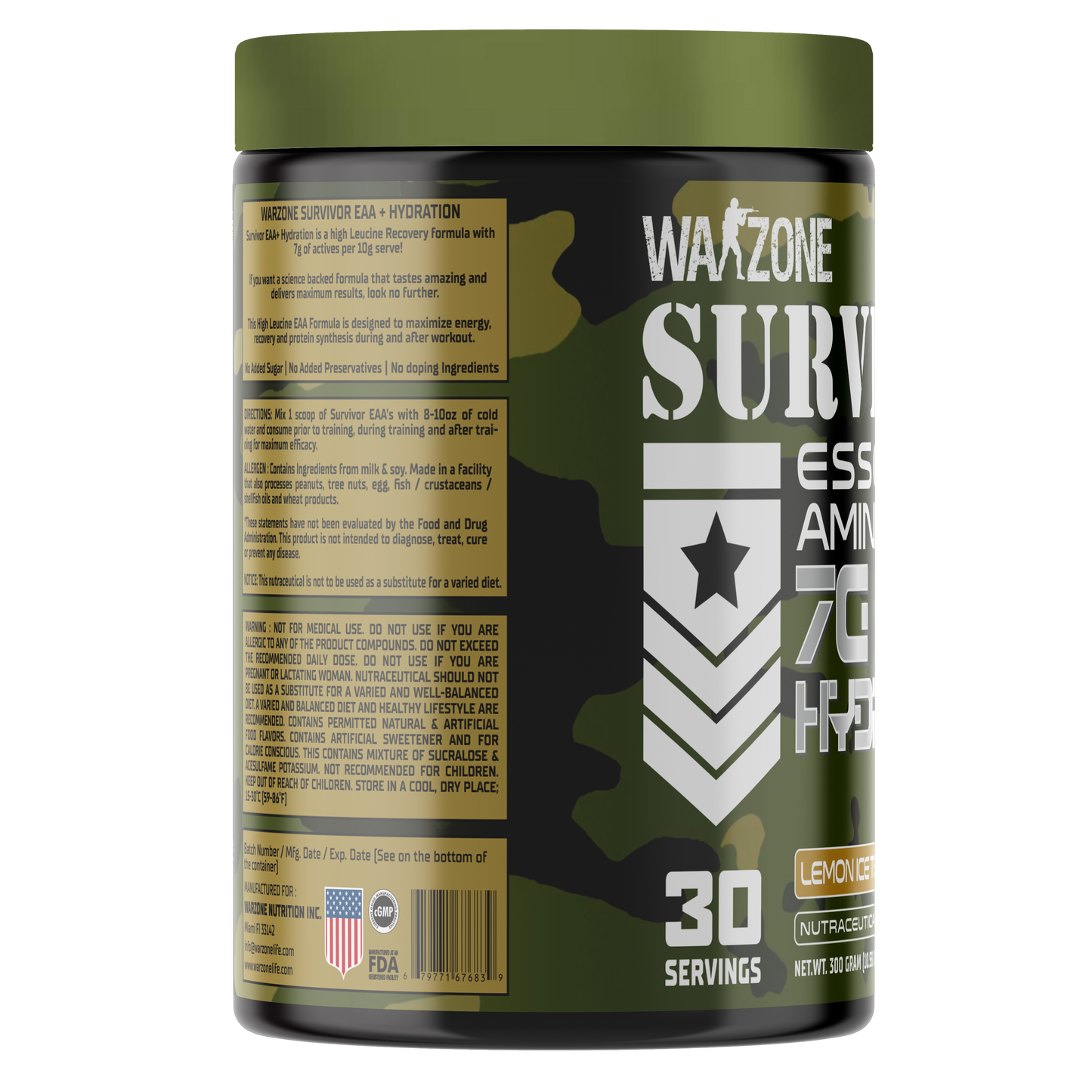 WARZONE EAA + HYDRATION 30 Serving - Lemon Ice Tea