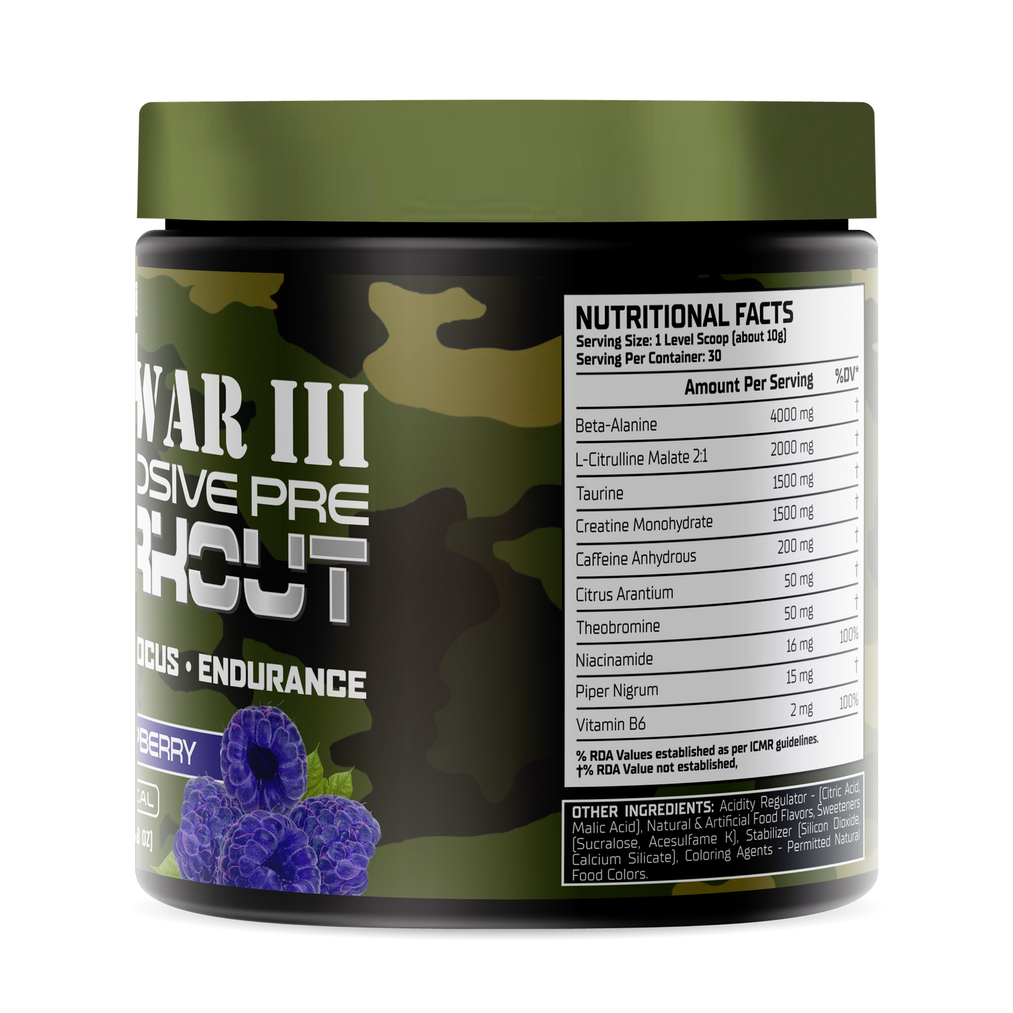 WarZone PRE WORKOUT (30 Servings) BLUE RASPBERRY